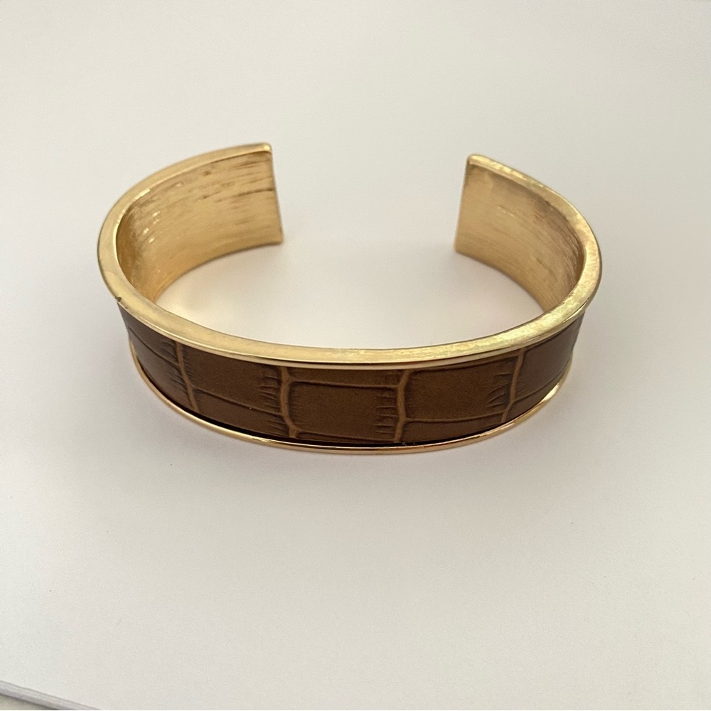 RJ Graziano Brown Croc Print Cuff Bracelet NWOT